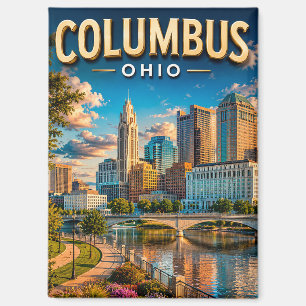 Columbus Ohio Skyline Travel Souvenir Gift Magnet
