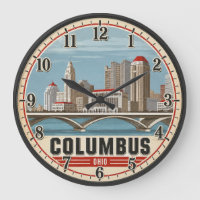  Columbus Ohio Skyline Vintage Travel Poster