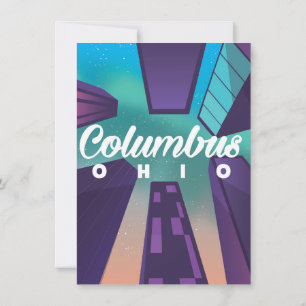 Columbus Ohio skyscraper travel poster print. Invitation