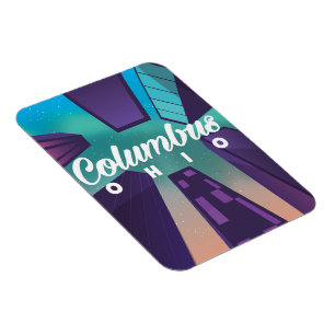 Columbus Ohio skyscraper travel poster print. Magnet