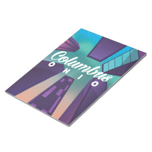 Columbus Ohio skyscraper travel poster print. Notepad