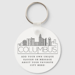 Columbus, Ohio Stylised Skyline Custom Slogan Key Ring
