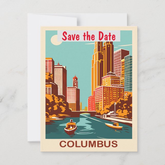 Columbus Ohio Teal Wedding Invitation (Front)