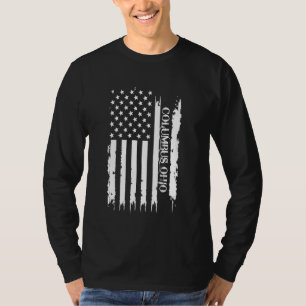 Columbus Ohio United States Distressed w US Flag T-Shirt