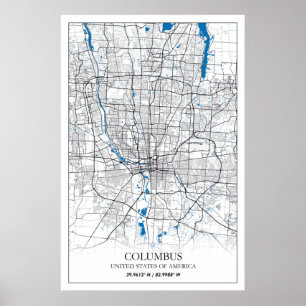 Columbus Ohio USA Travel City Map Poster