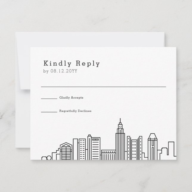 Columbus Ohio Wedding | Stylised City Skyline RSVP Card (Front)