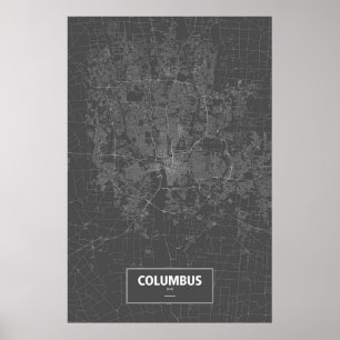 Columbus, Ohio (white on black) Poster