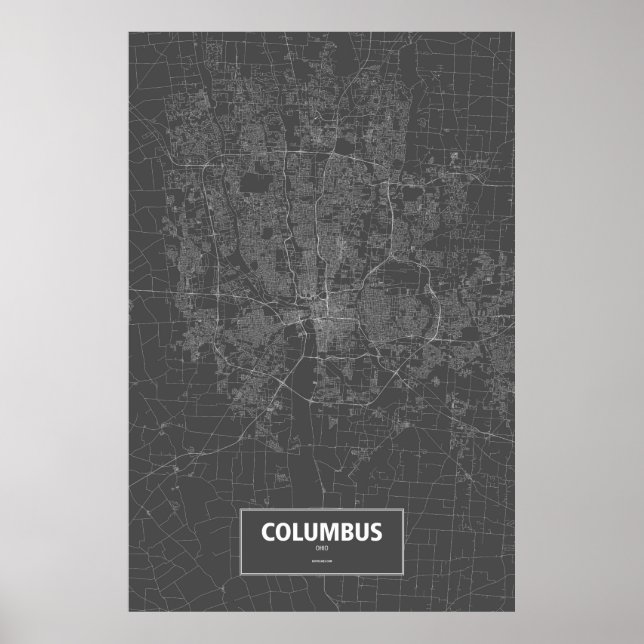 Columbus, Ohio (white on black) Poster (Front)
