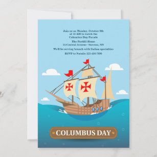 Columbus' Sailing Ship Invitation