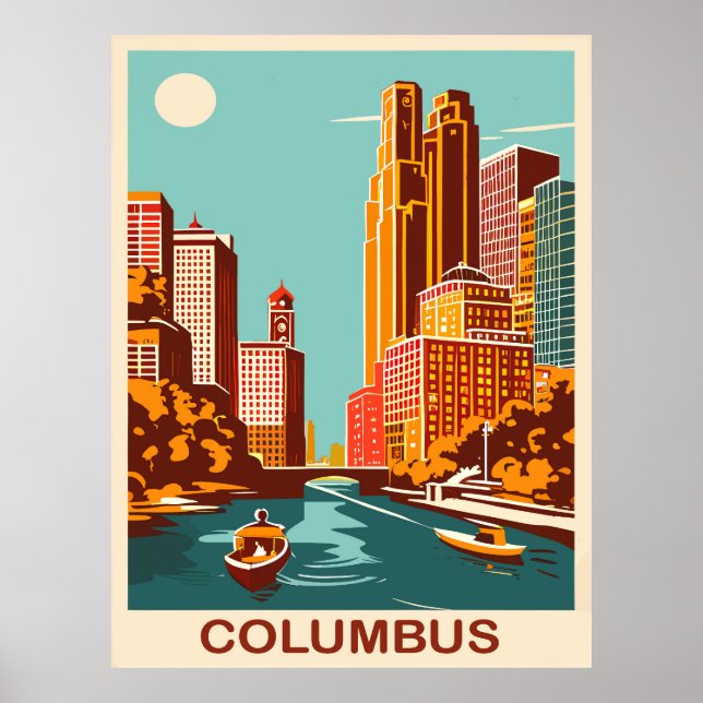 Columbus, Scioto River, Ohio, Travel  Poster (Front)