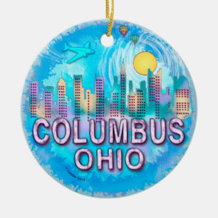 Columbus Skyline Ceramic Tree Decoration