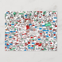 Columbus Springfield Newark retro 60s cartoon map