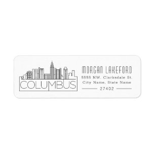 Columbus Stylized City Skyline Return Address Label