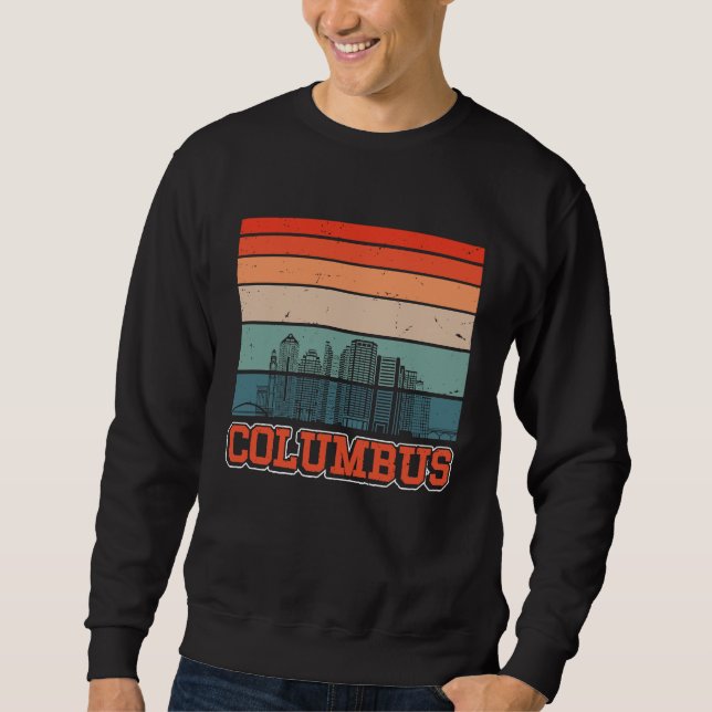 Columbus USA Retro Vintage Sunset Skyline Columbus Sweatshirt (Front)