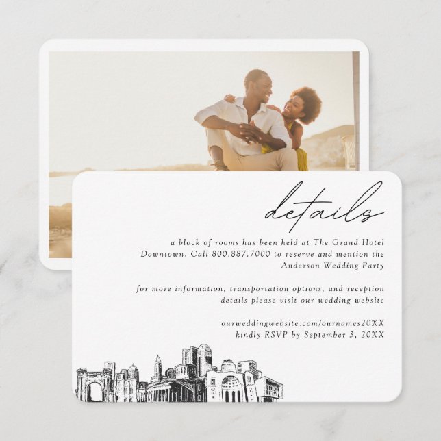 Columbus Wedding Hotel Room Block Details Enclosure Card (Front/Back)