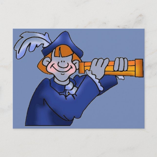 Columbus with Spyglass Postcard (Front)