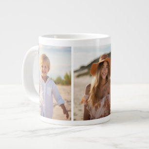 Column 3 Photo Collage - Vertical Modern Grid Large Coffee Mug