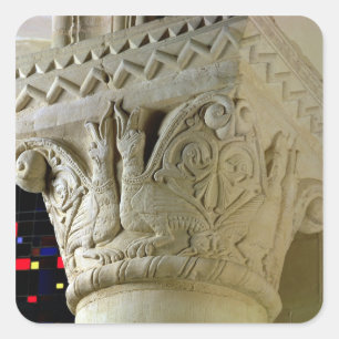 Column capital bearing symmetrically arranged grot square sticker