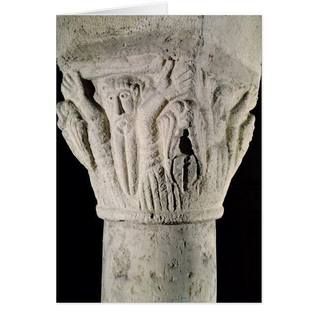 Column capital with a man with raised arms (Front)