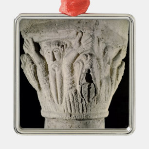 Column capital with a man with raised arms metal tree decoration