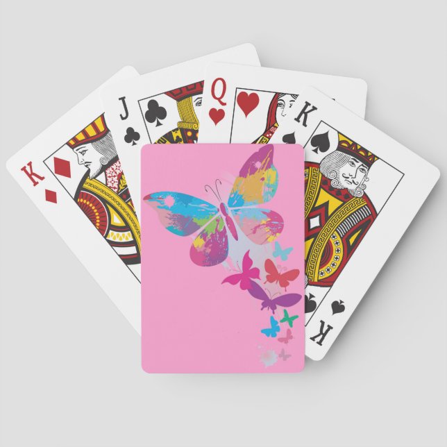 Column of Painted Butterflies Design Playing Cards (Back)