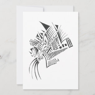 Columns Black White Abstract Tribal Tattoo Art Thank You Card