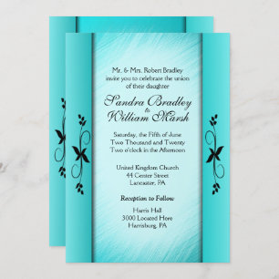 Columns Teal Blue Wedding Invitations