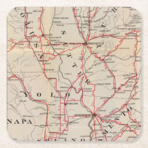 Colusa, Yolo, Napa, Butte, Yuba, Sutter, Solano Square Paper Coaster