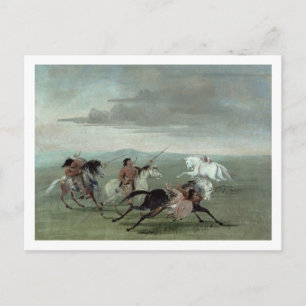 Comanche Feats of Martial Horsemanship, 1834 (oil Postcard