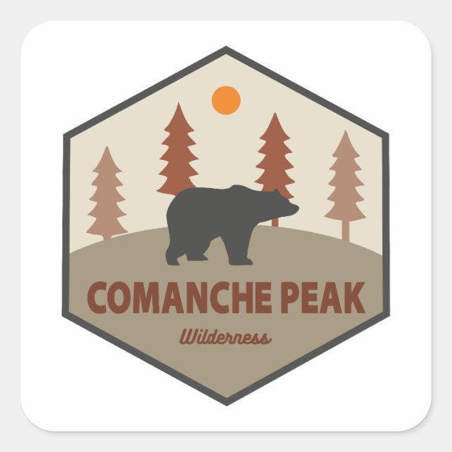 Comanche Peak Wilderness Colorado Bear Square Sticker (Front)