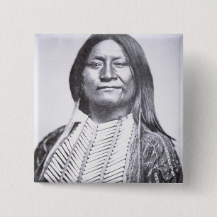 Comanche Tribesman, 1872 (b/w photo) 15 Cm Square Badge