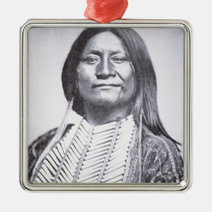 Comanche Tribesman, 1872 (b/w photo) Metal Ornament