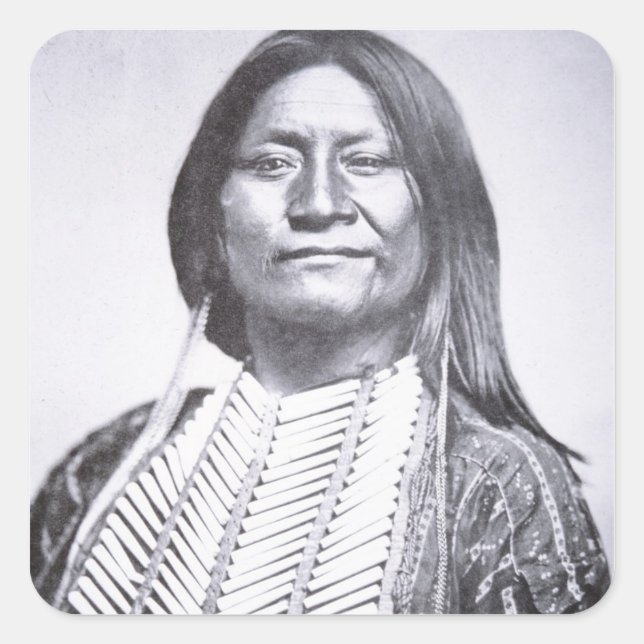 Comanche Tribesman, 1872 (b/w photo) Square Sticker (Front)