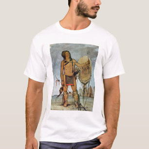 Comanche warrior with a shield, lance and bow and T-Shirt