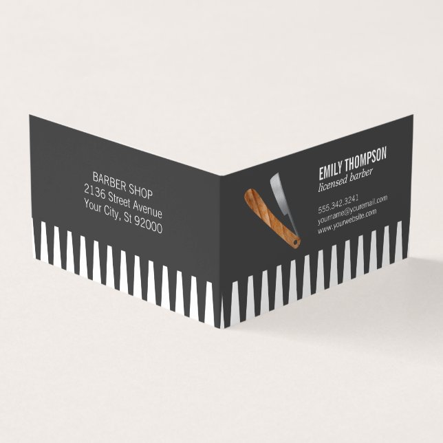 Comb and Razor Business Card (Outside)