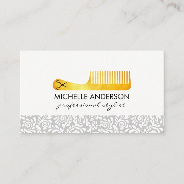 Comb and Scissors Lace Trim Appointment Card (Front)
