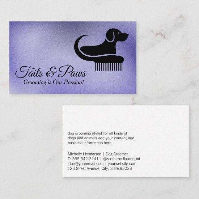 Comb Dog Grooming Logo | Animal Care Business Card (Front/Back)
