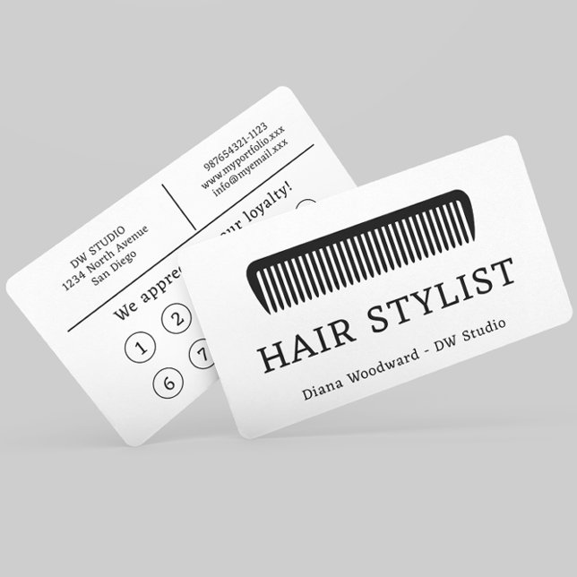 Comb Hair Stylist Hairdresser Flat Loyalty Card (Creator Uploaded)