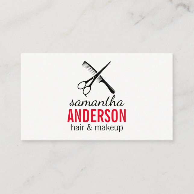 Comb Scissors | Hair Stylist Logo Business Card (Front)