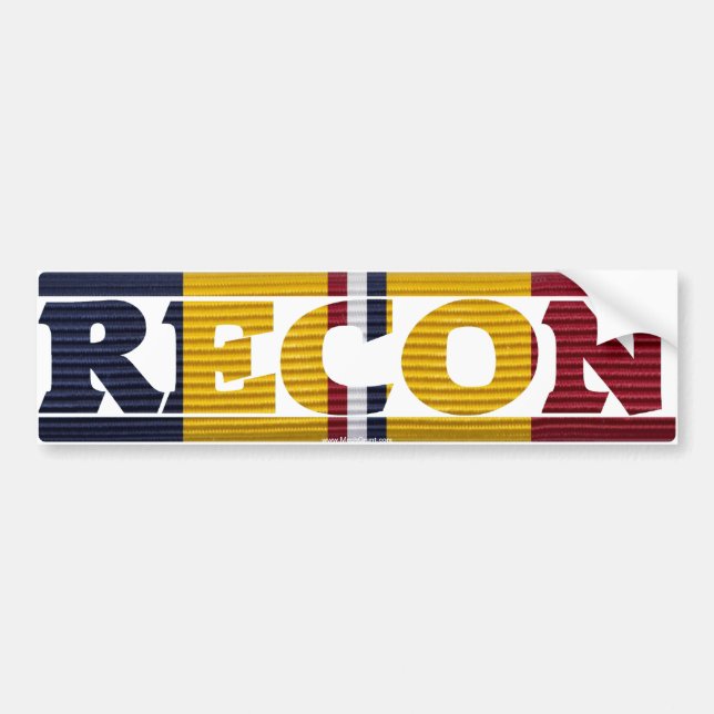 Combat Action Ribbon RECON Bumper Sticker (Front)