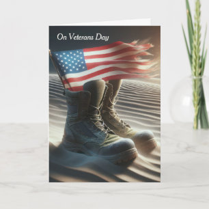 Combat Boots and Flag In Desert Sand Card
