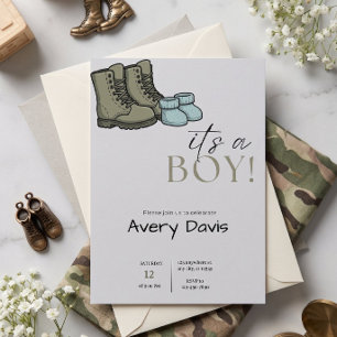 Combat Boots & Baby Booties Shower Invitation