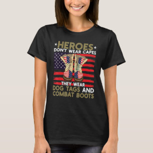 Combat Boots Heroes Veterans Day 2021 American Fla T-Shirt