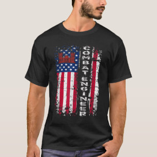 Combat Engineer Distressed American Flag - U.S. Mi T-Shirt