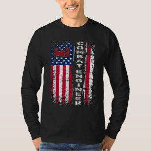 Combat Engineer Distressed American Flag - U.S. Mi T-Shirt