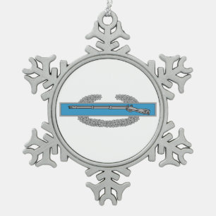 Combat Infantryman Badge CIB Army Veteran Snowflake Pewter Christmas Ornament