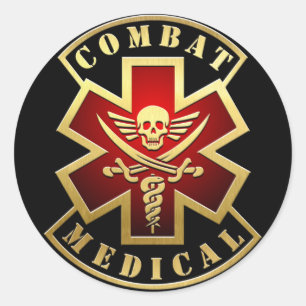 Combat Medical Skull & Swords Cross Patch Classic Round Sticker
