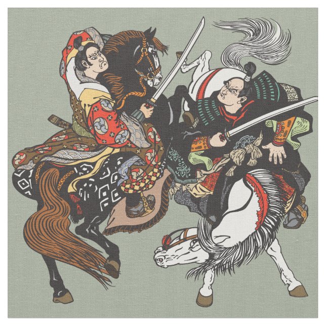 Combat of Japanese samurai warriors Fabric (Close Up)