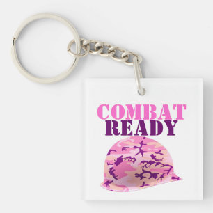 Combat Ready Pink Camouflage Helmet Key Ring