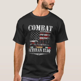 Combat Veteran Iraq Iraq War Service Flag Patriot T-Shirt